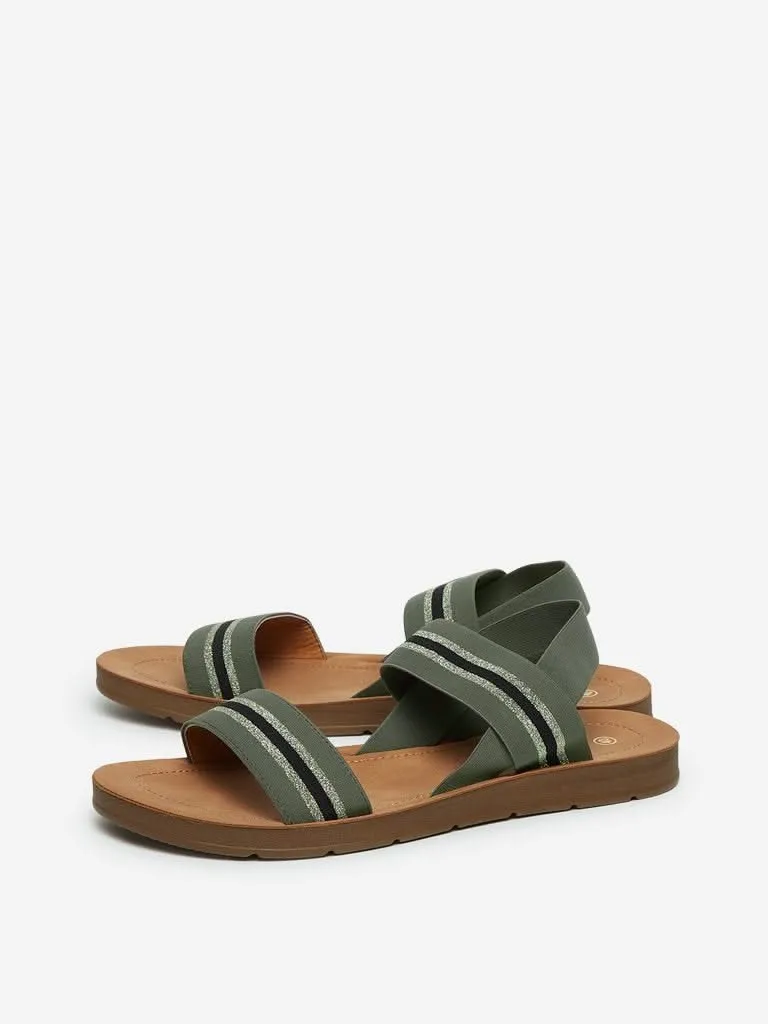 LUNA BLU Olive Striped Sandals