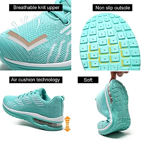 Maichal Womens Tennis Shoes Trainers Ladies Air Cushion Memory Foam Arch Support Mesh Lace Up Running Gym Sneakers