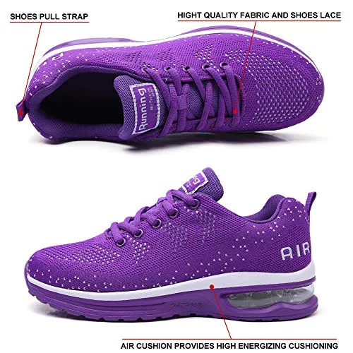 Maichal Womens Tennis Shoes Trainers Ladies Air Cushion Memory Foam Arch Support Mesh Lace Up Running Gym Sneakers