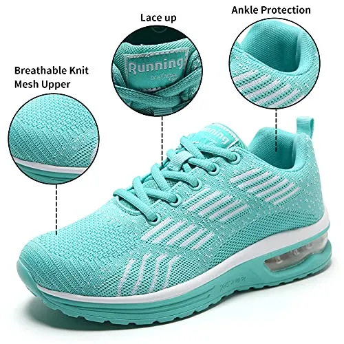 Maichal Womens Tennis Shoes Trainers Ladies Air Cushion Memory Foam Arch Support Mesh Lace Up Running Gym Sneakers