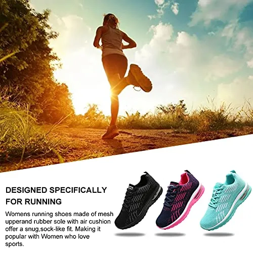 Maichal Womens Tennis Shoes Trainers Ladies Air Cushion Memory Foam Arch Support Mesh Lace Up Running Gym Sneakers