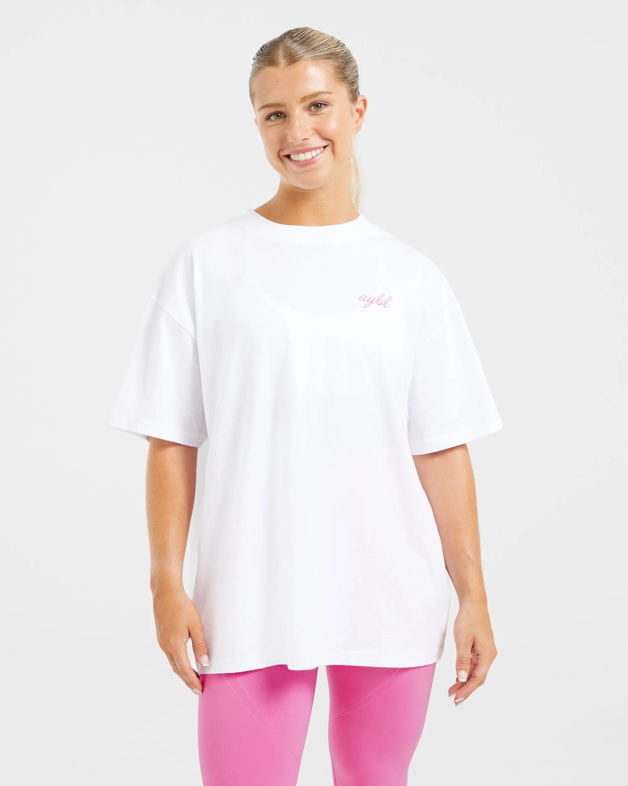 Manifest Oversized T Shirt - White/Pink