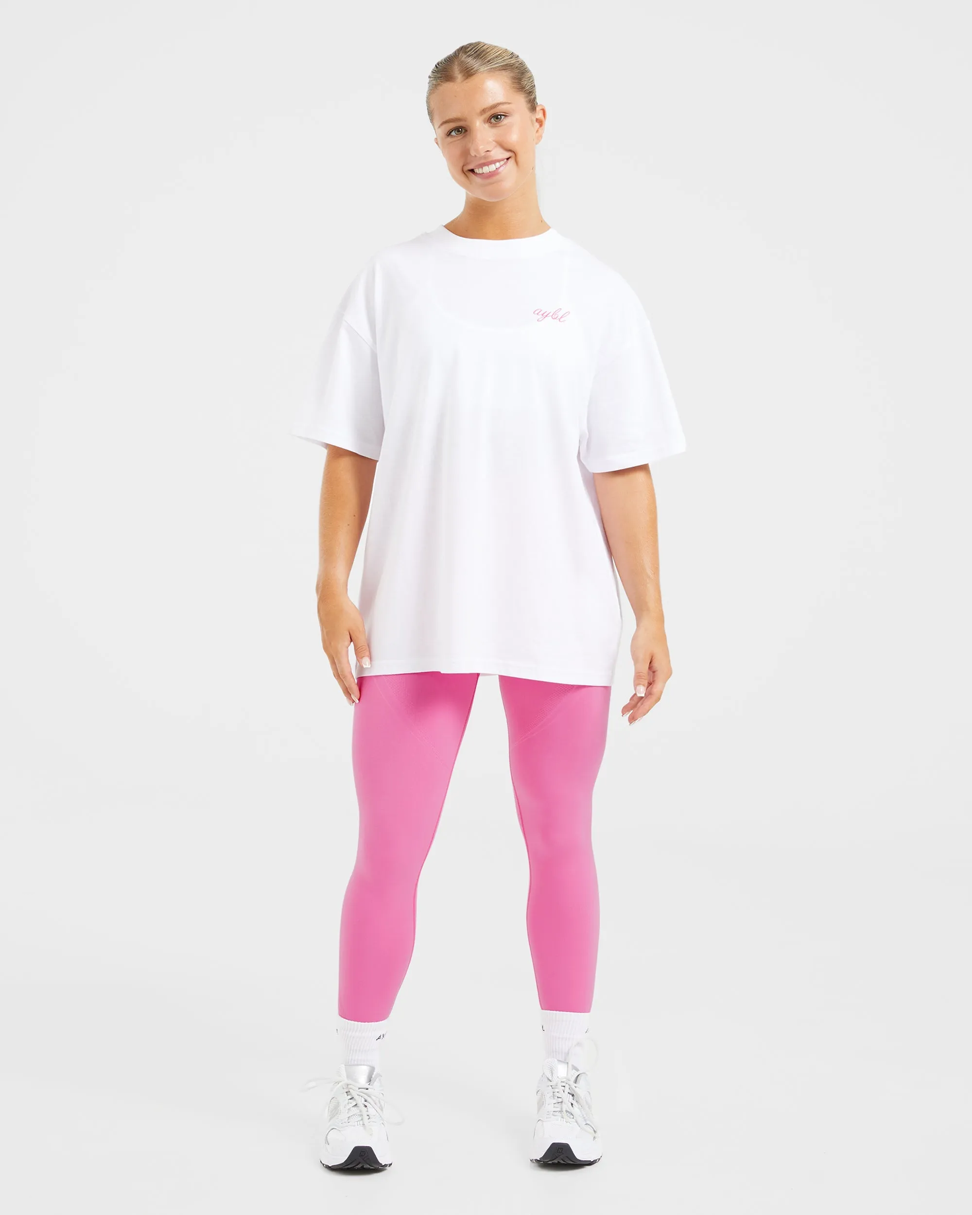 Manifest Oversized T Shirt - White/Pink