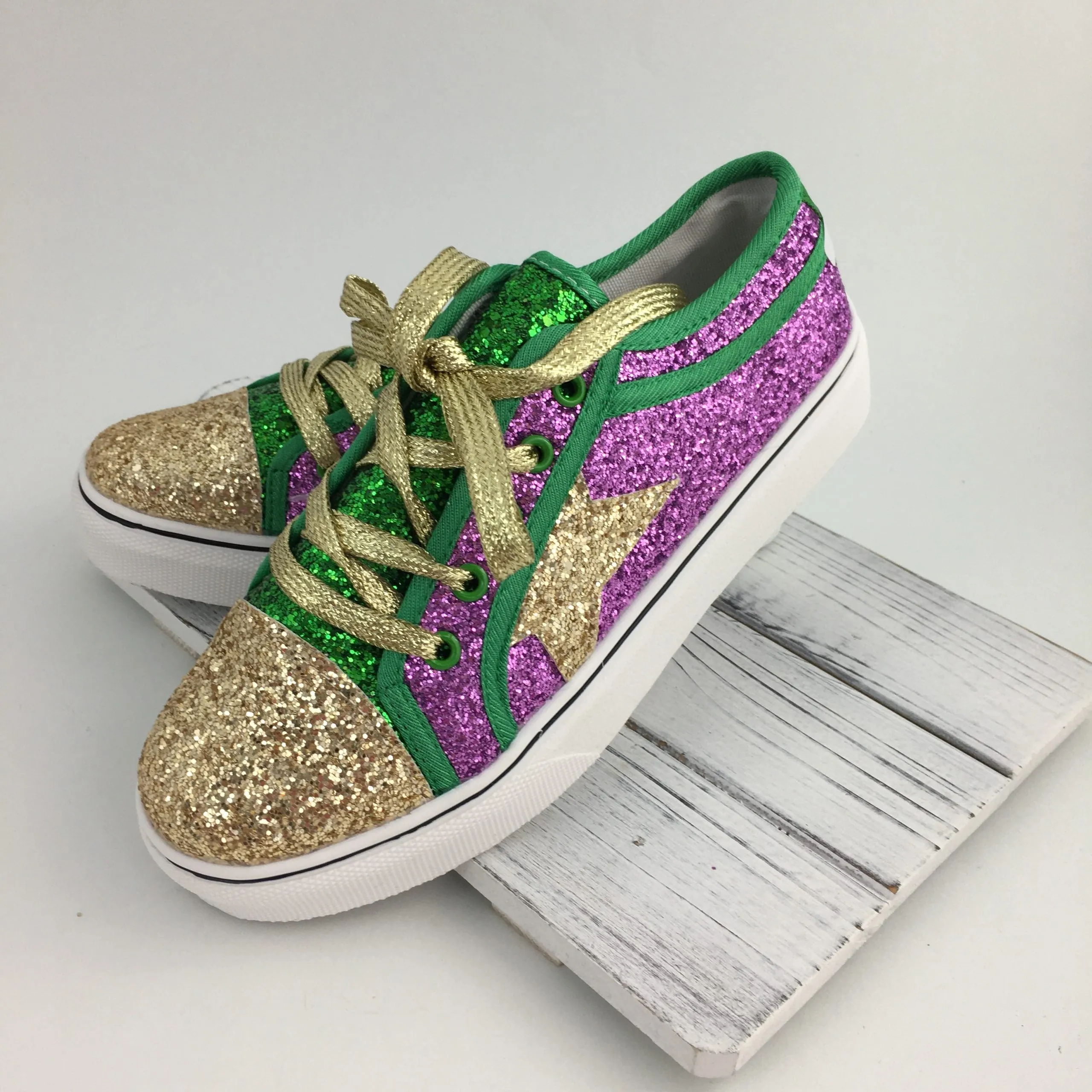 Mardi Gras Star Sparkle Sneakers