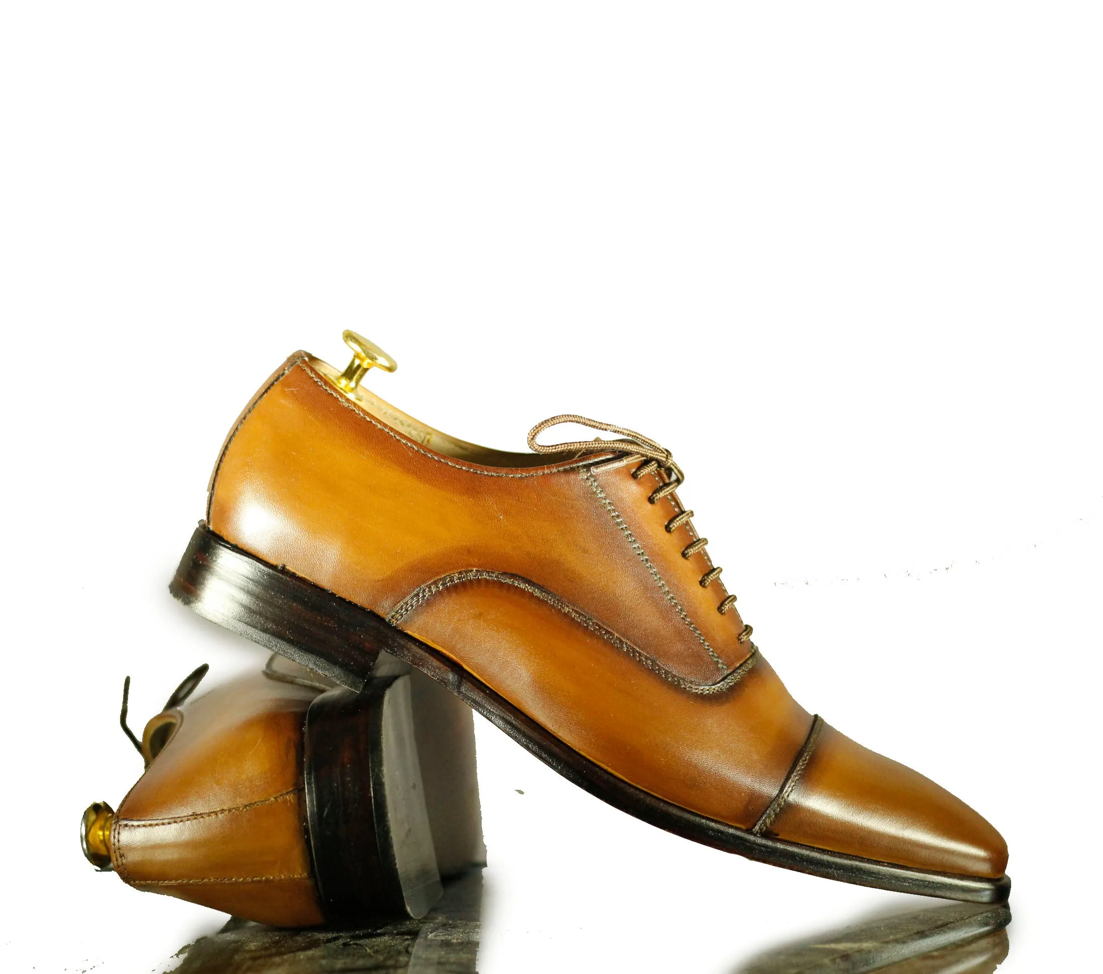 Men's Brown Brown Leather Shoe for Men