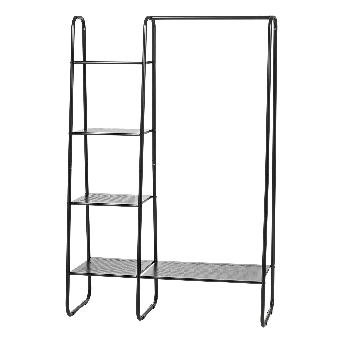 Metal Garment Rack with Metal Mesh Shelves