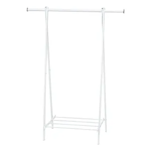 Metal Garment Rack with Slatted Shelf