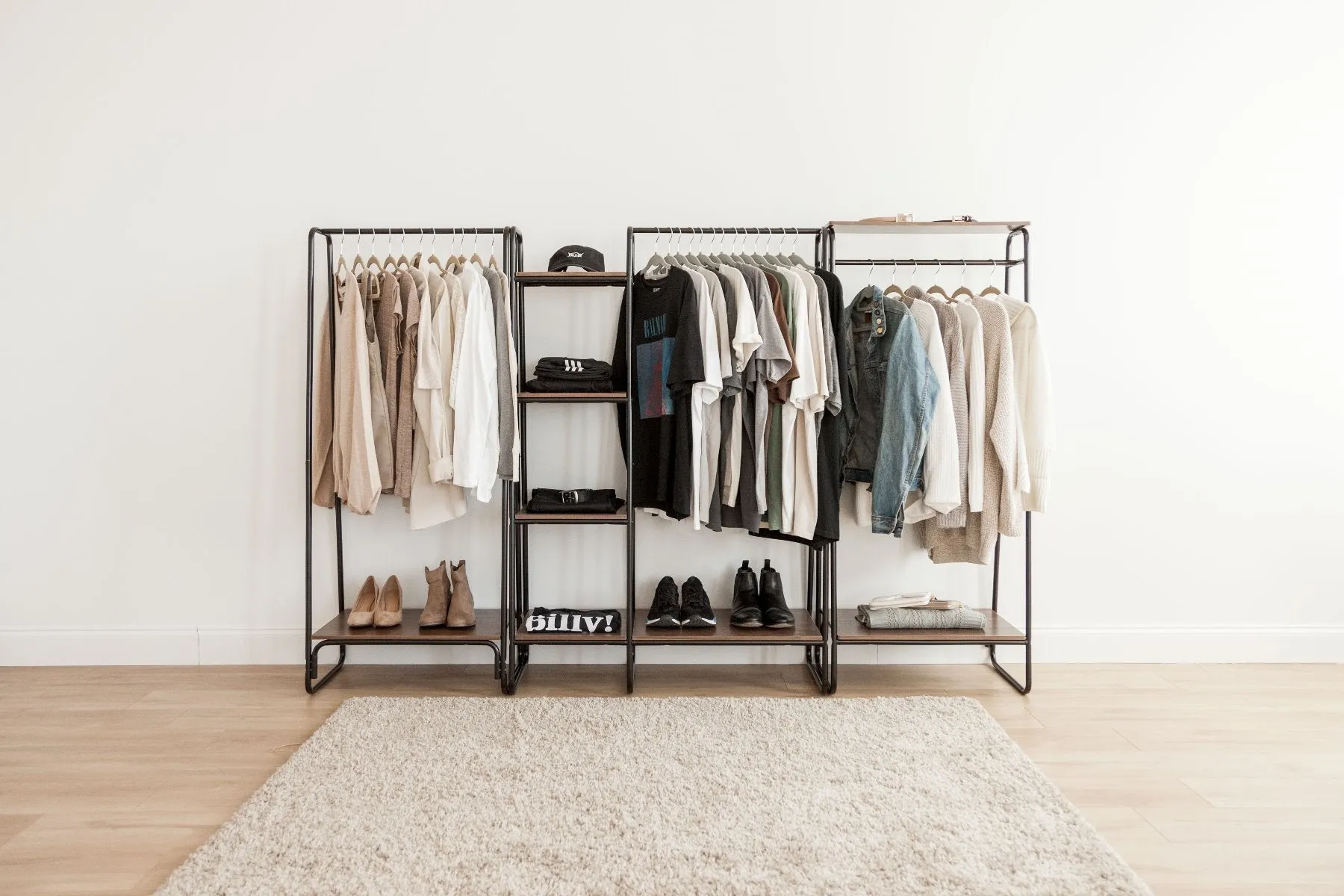 Metal Garment Rack with Wood Shelf - 2 Shelf