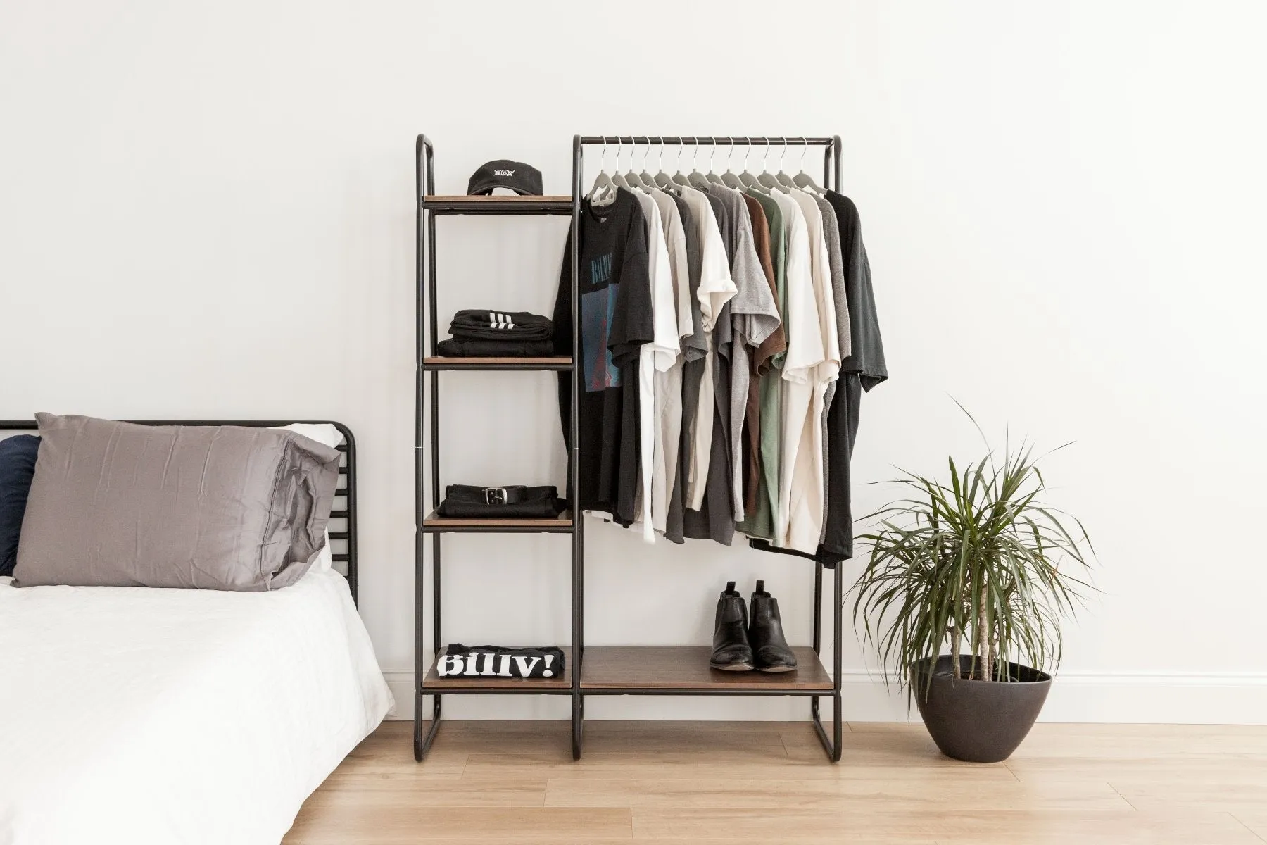 Metal Garment Rack with Wood Shelf - 5 Shelf