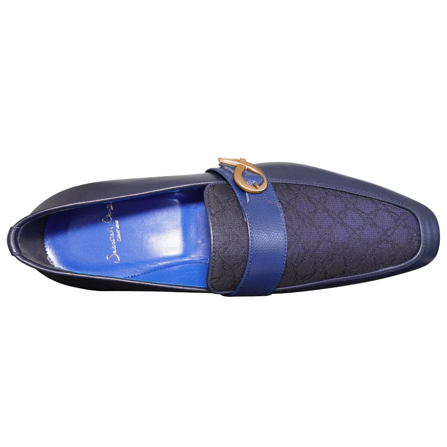 Midnight Marino Logo Monk Loafers With Rose Gold Buckle