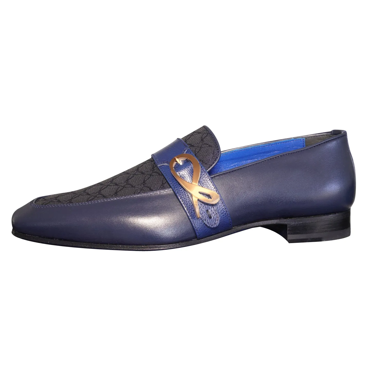 Midnight Marino Logo Monk Loafers With Rose Gold Buckle