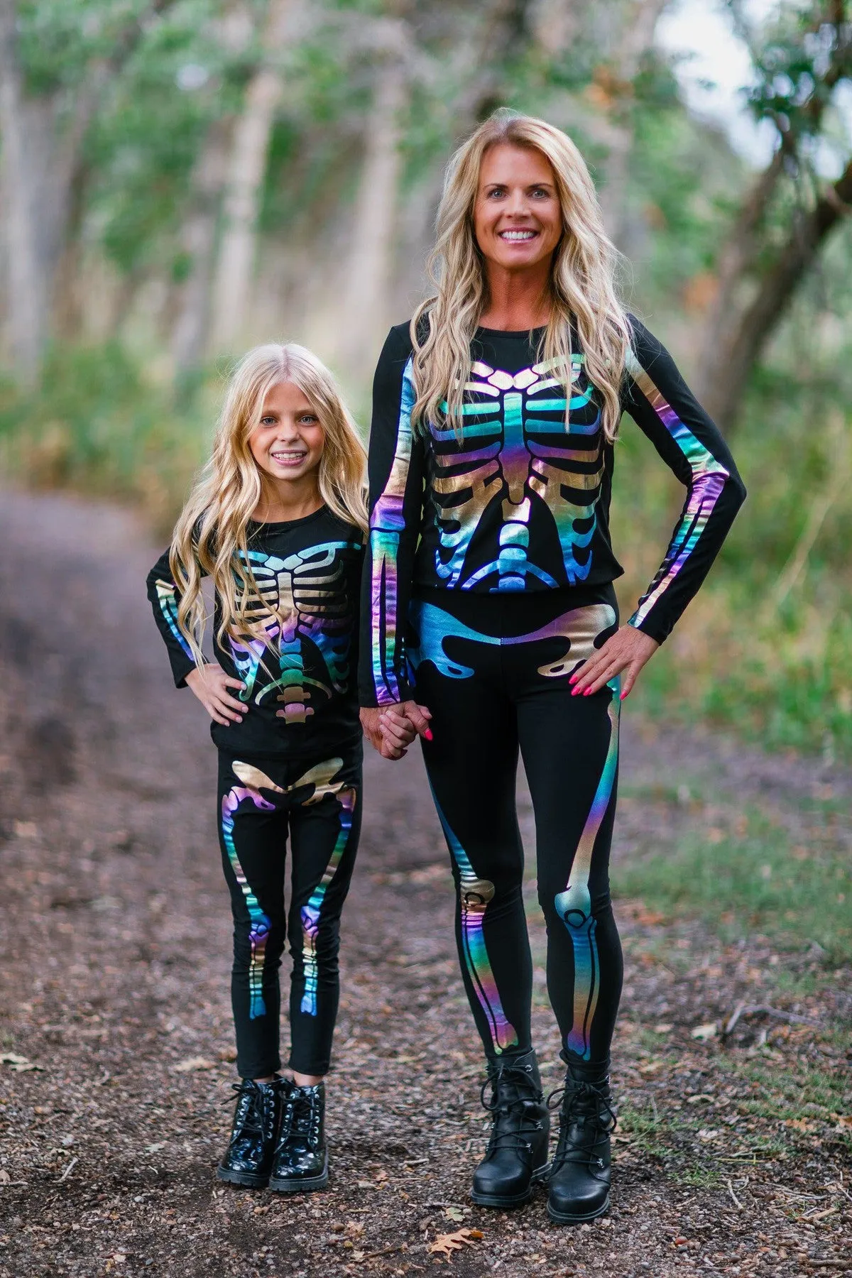 Mom & Me - Holographic Skeleton Costume Set