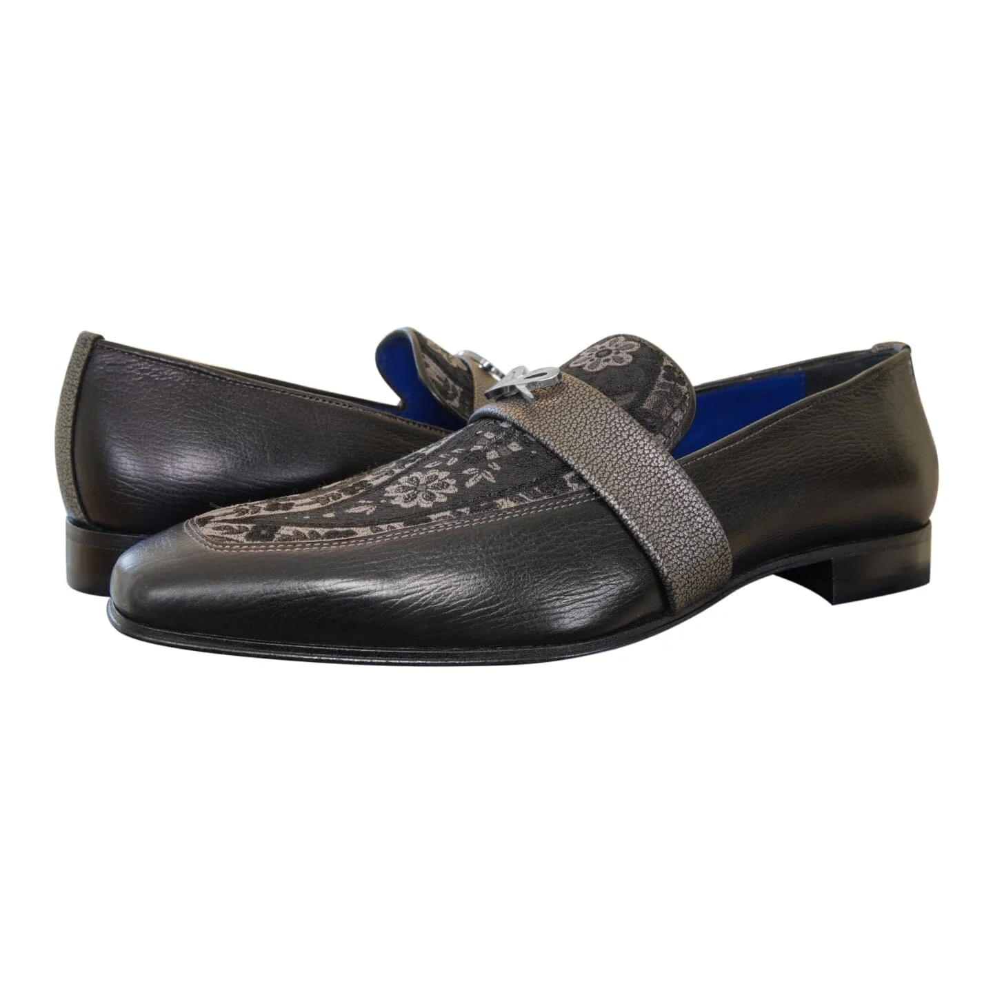 Nero Gunmetal Paisley With Silver Hardware Loafer