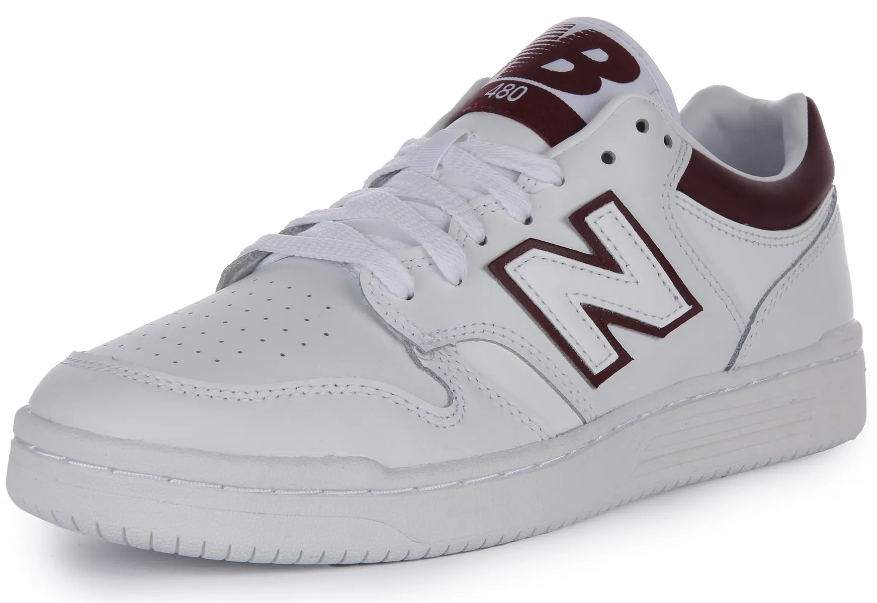 New Balance BB 480 LDB In White Maroon For Men