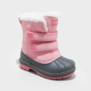 New - Cat & Jack Toddler Faux Fur Hook-And-Loop Ankle Winter Boots Waterproof