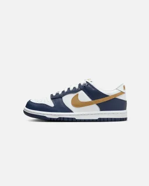 Nike Kids' Dunk Low (GS) White/Wheat-Midnight Navy