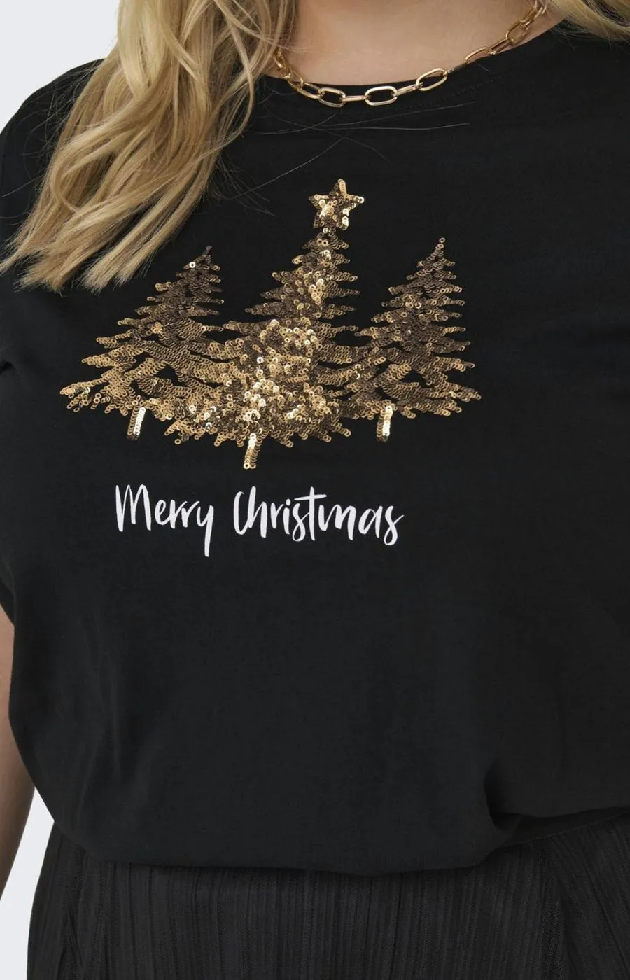 Only Carmakoma Christmas Gold Tree T-shirt