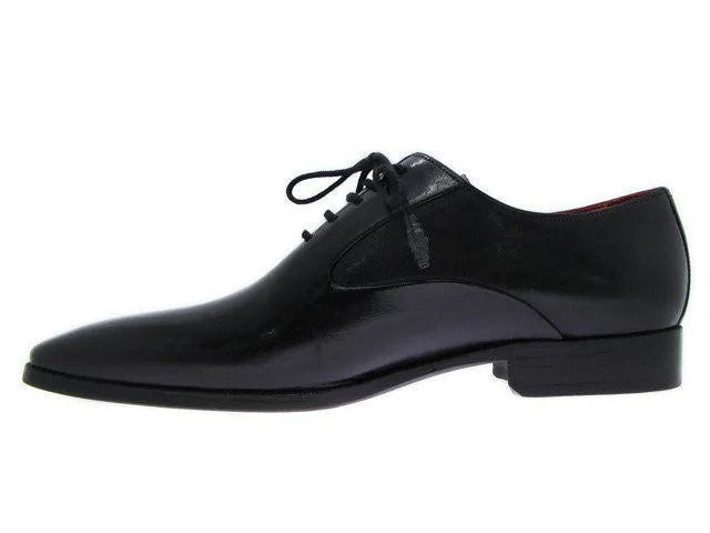 Paul Parkman Men's Black Oxford Leather Upper And Leather Sole