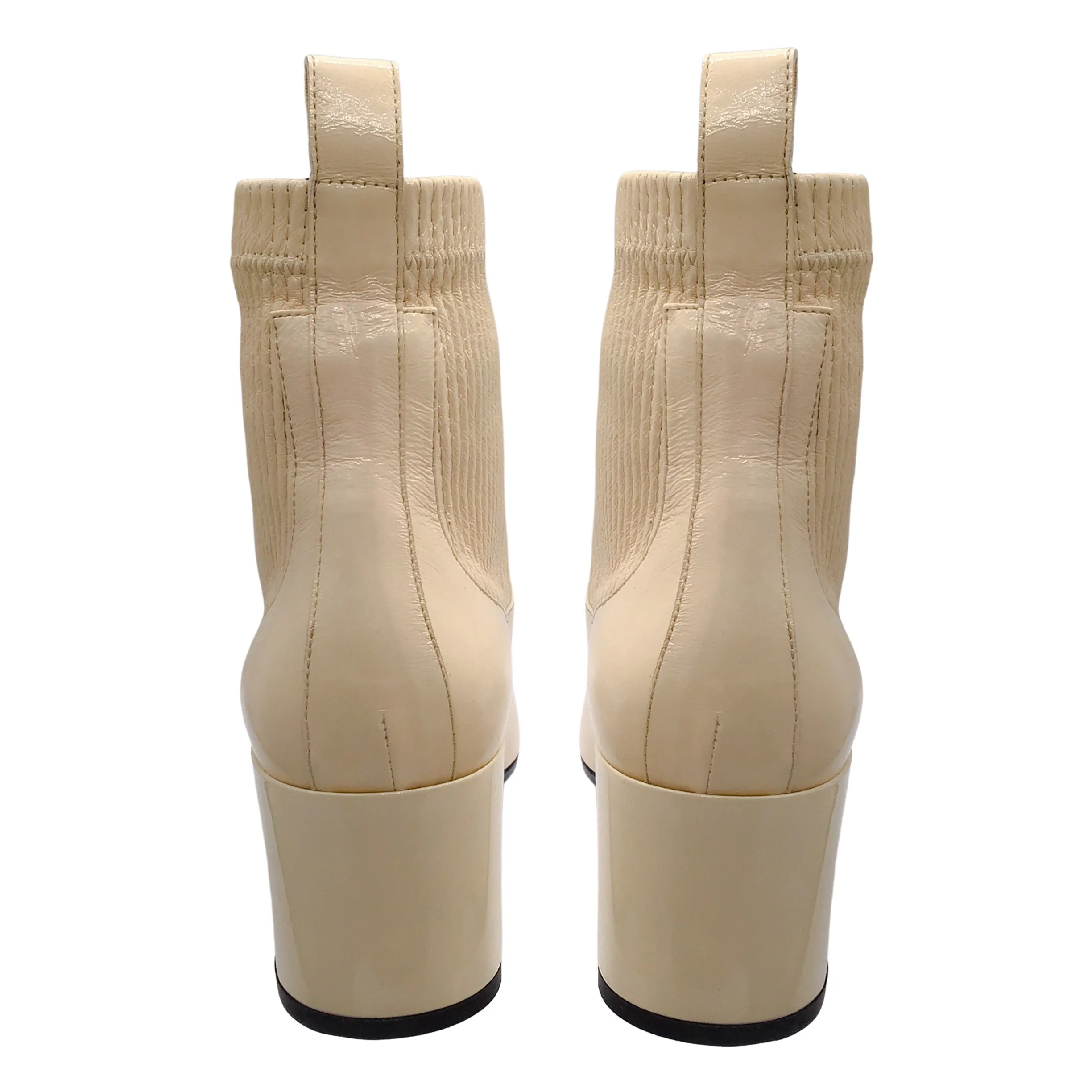 Pierre Hardy Ivory Patent Leather Ankle Boots