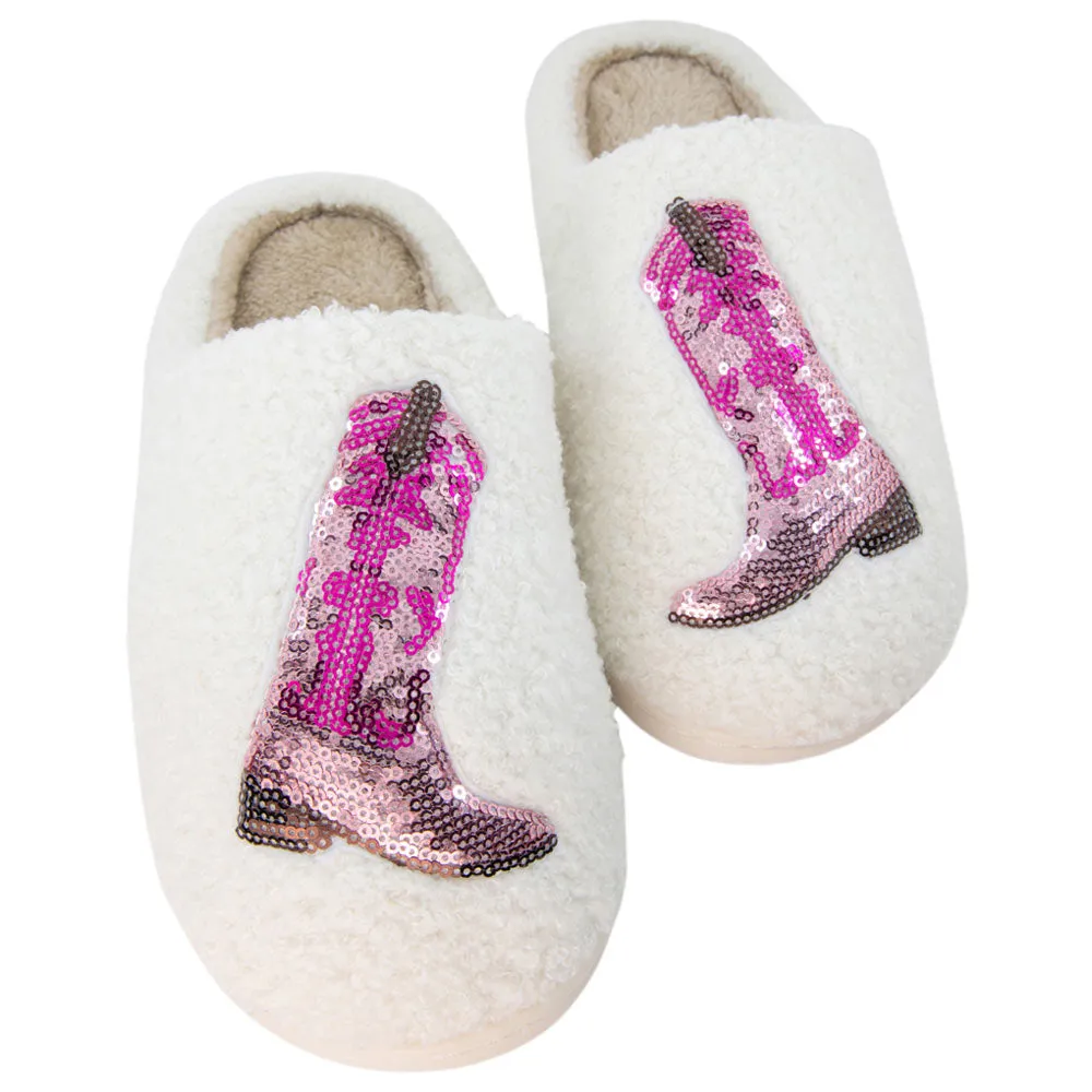 Pink Sequin Kicking Boots Wholesale Slippers