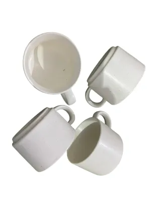 Premium Ceramic Coffee/Tea Cups - Set of 4, 150ML Each - Round Shape, Microwave Safe - Ideal for Home, Office, or Hotel Use (White)