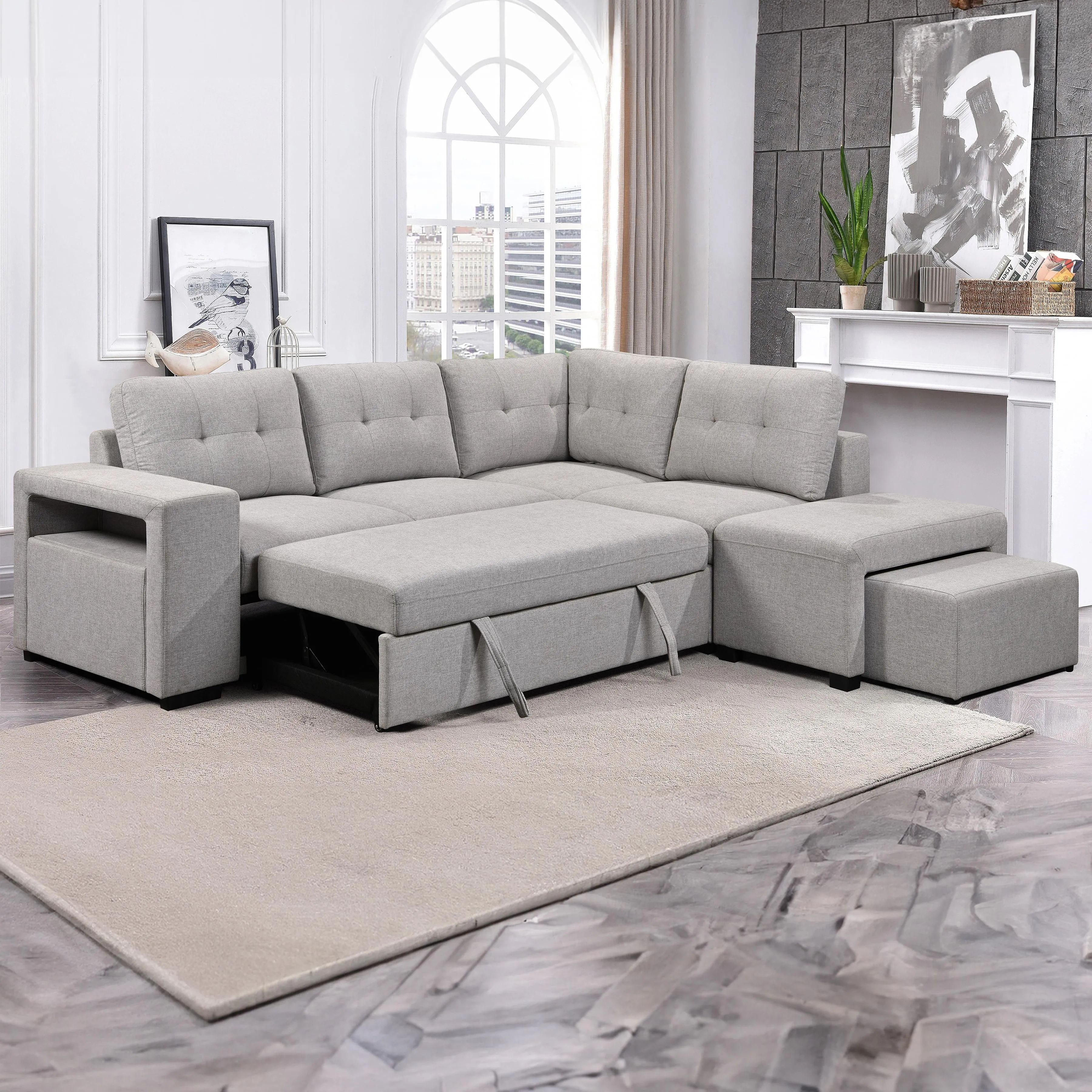 Primo International Casa Sienna Collection Fabric Sleeper Sectional UD16230573STX3/UD16230573STCR/UD16230573STOT