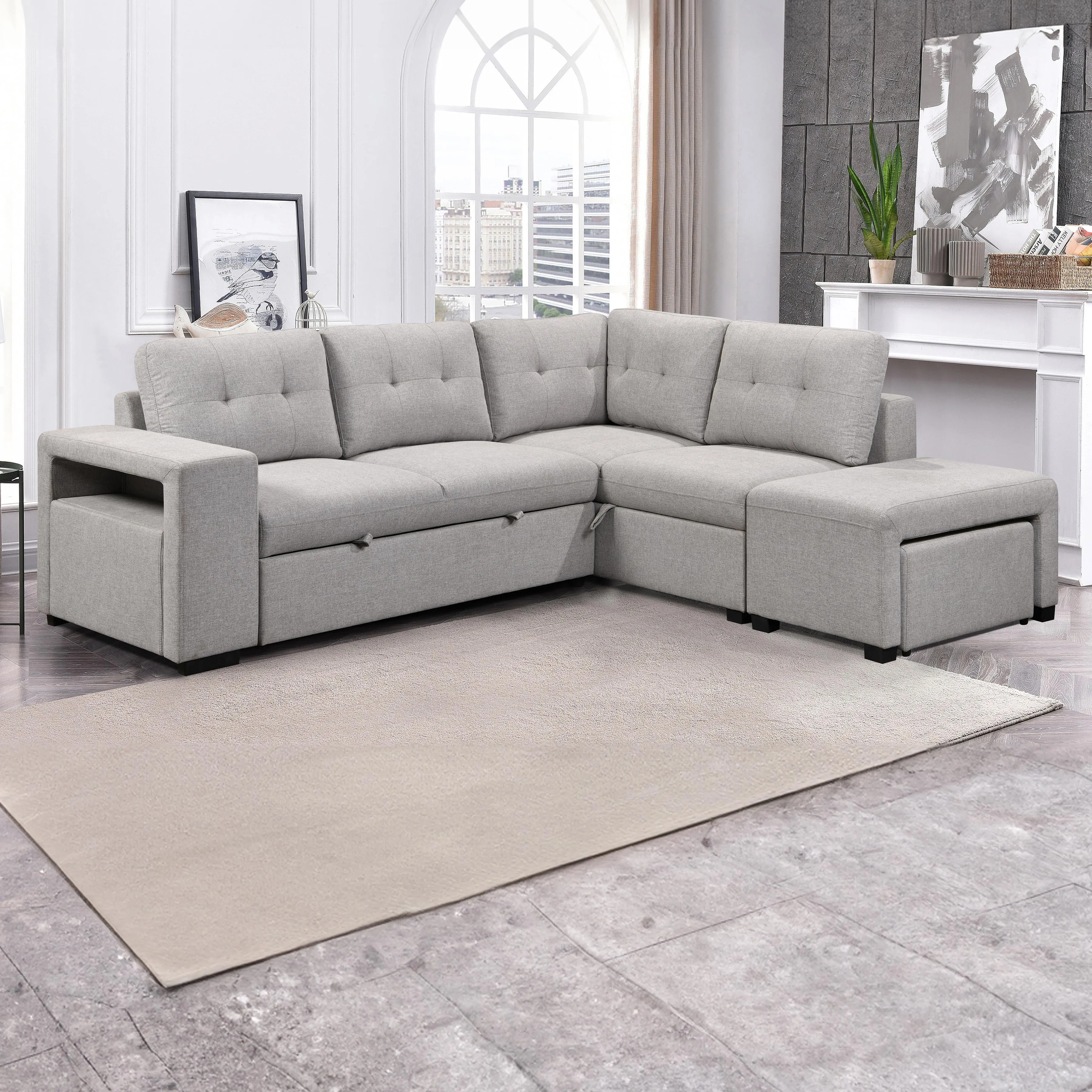 Primo International Casa Sienna Collection Fabric Sleeper Sectional UD16230573STX3/UD16230573STCR/UD16230573STOT