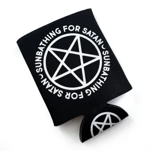 "Sunbathing For Satan" Pentagram Black Neoprene Can Holder (Krystan Saint Cat)