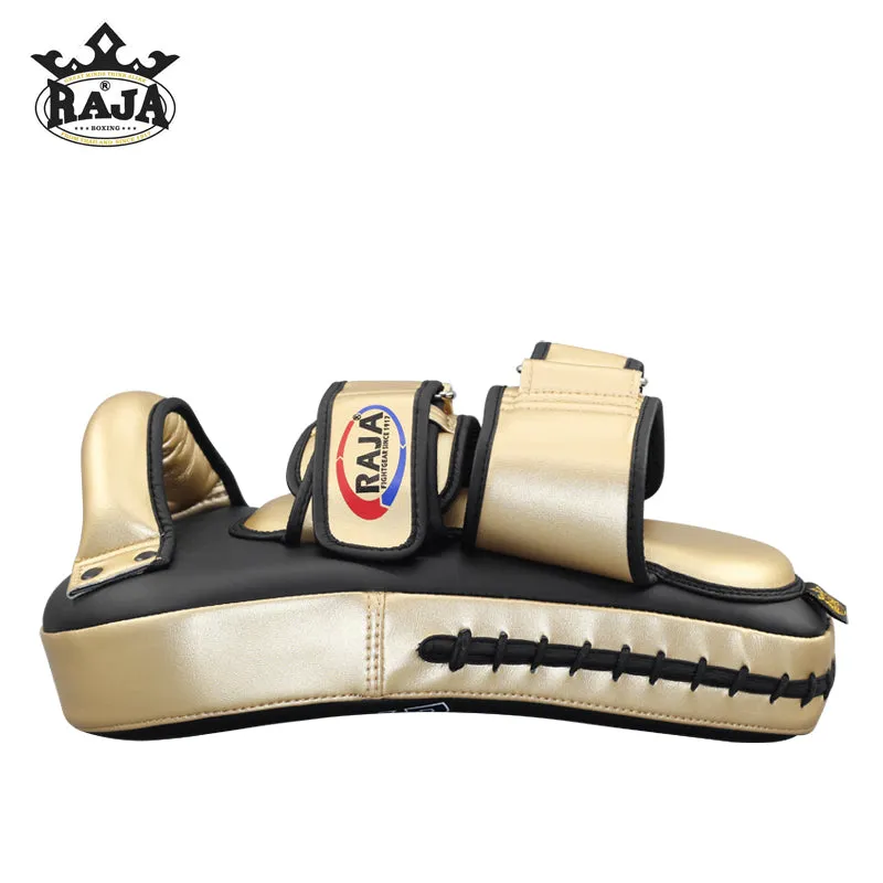 RAJA RTML-9 DELUXE MUAY THAI BOXING MMA PUNCHING AIR LONG FOCUS MITTS KICK PADS Cowhide Leather 35.5 x 22 x 9 cm