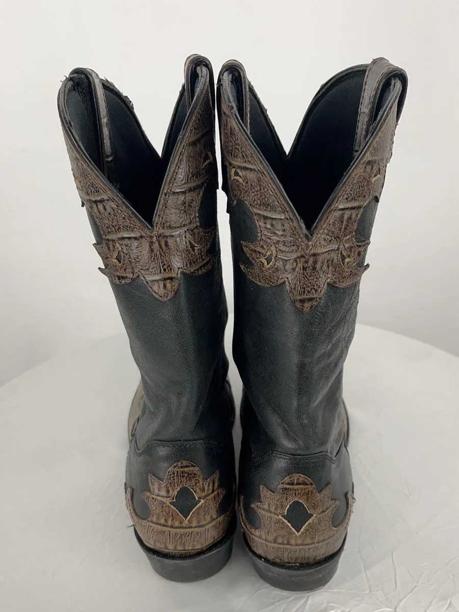 Rare Durango Western Leather Boots Men's Size 11D Black Brown Faux Skin