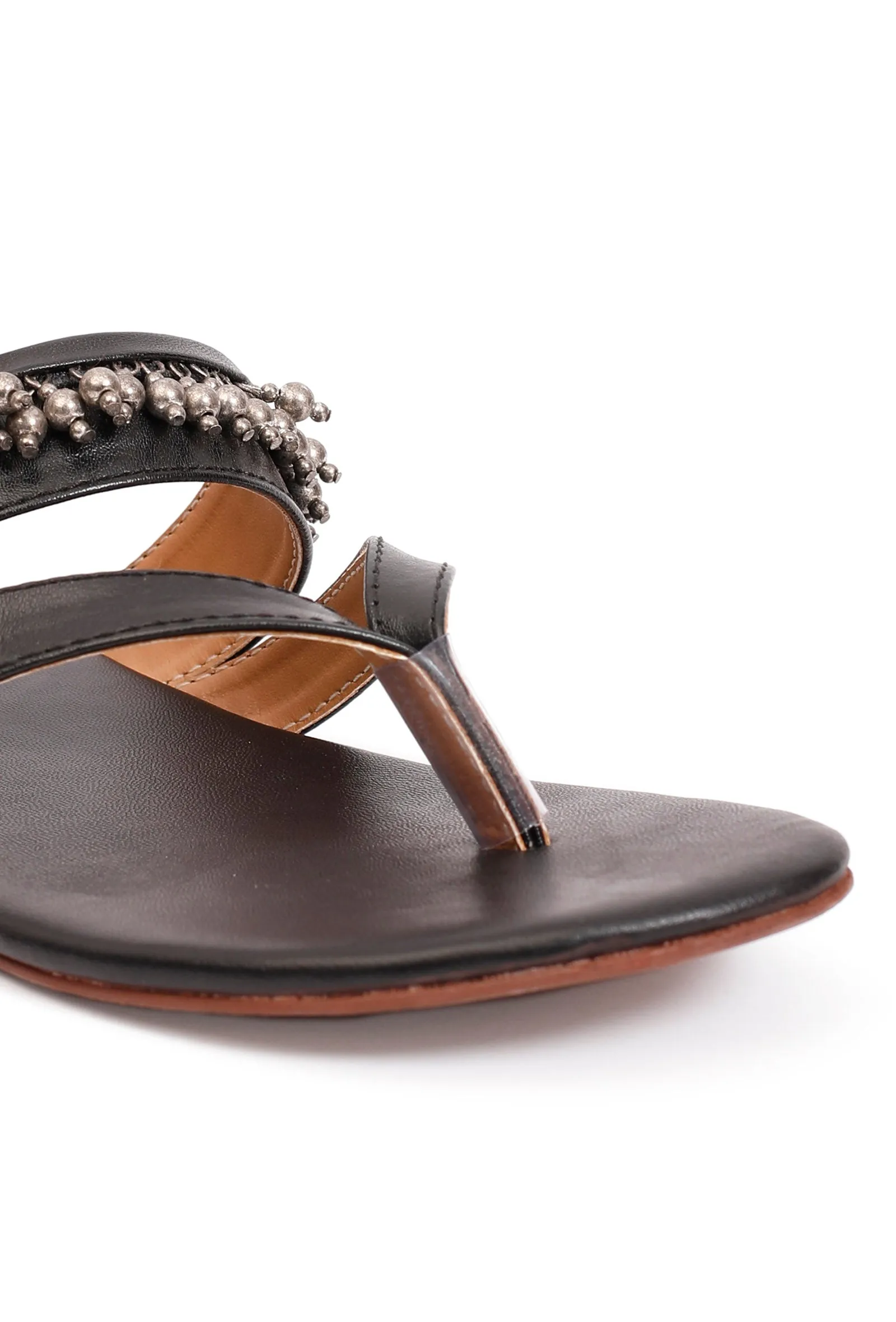 Razia Black Ghungroo Strap Flats