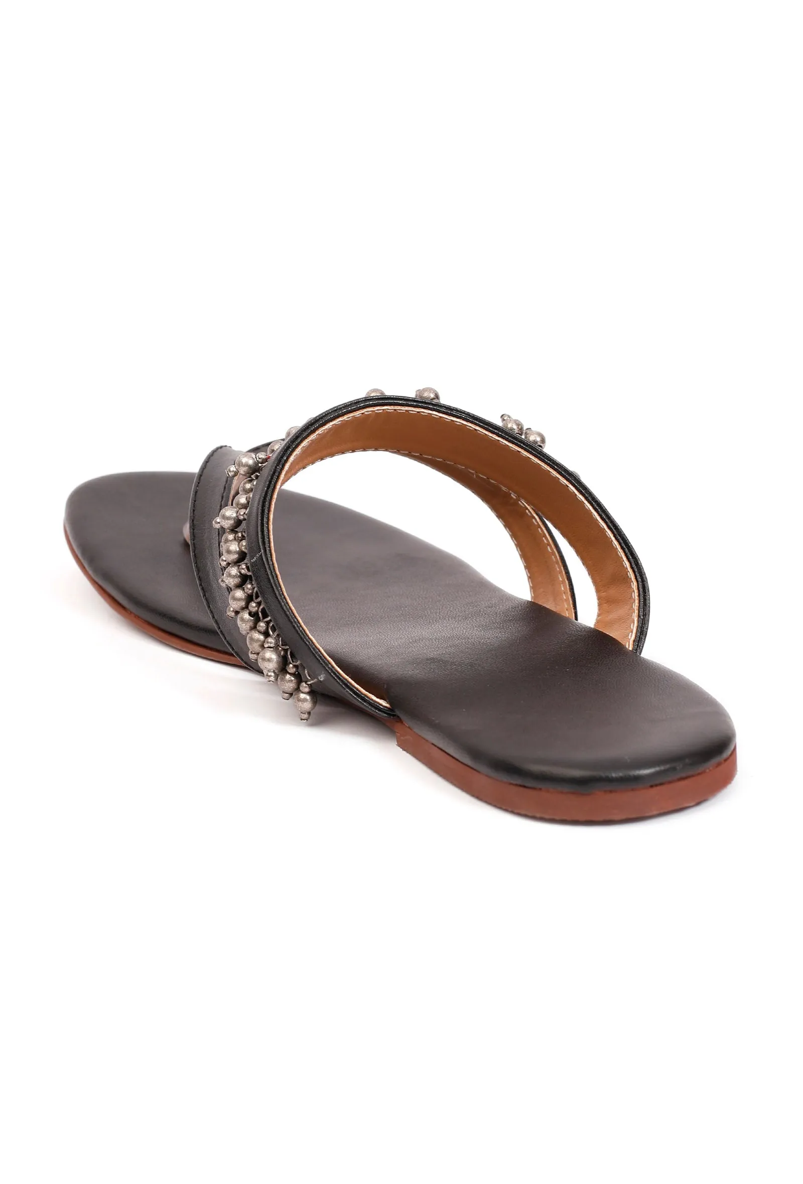 Razia Black Ghungroo Strap Flats