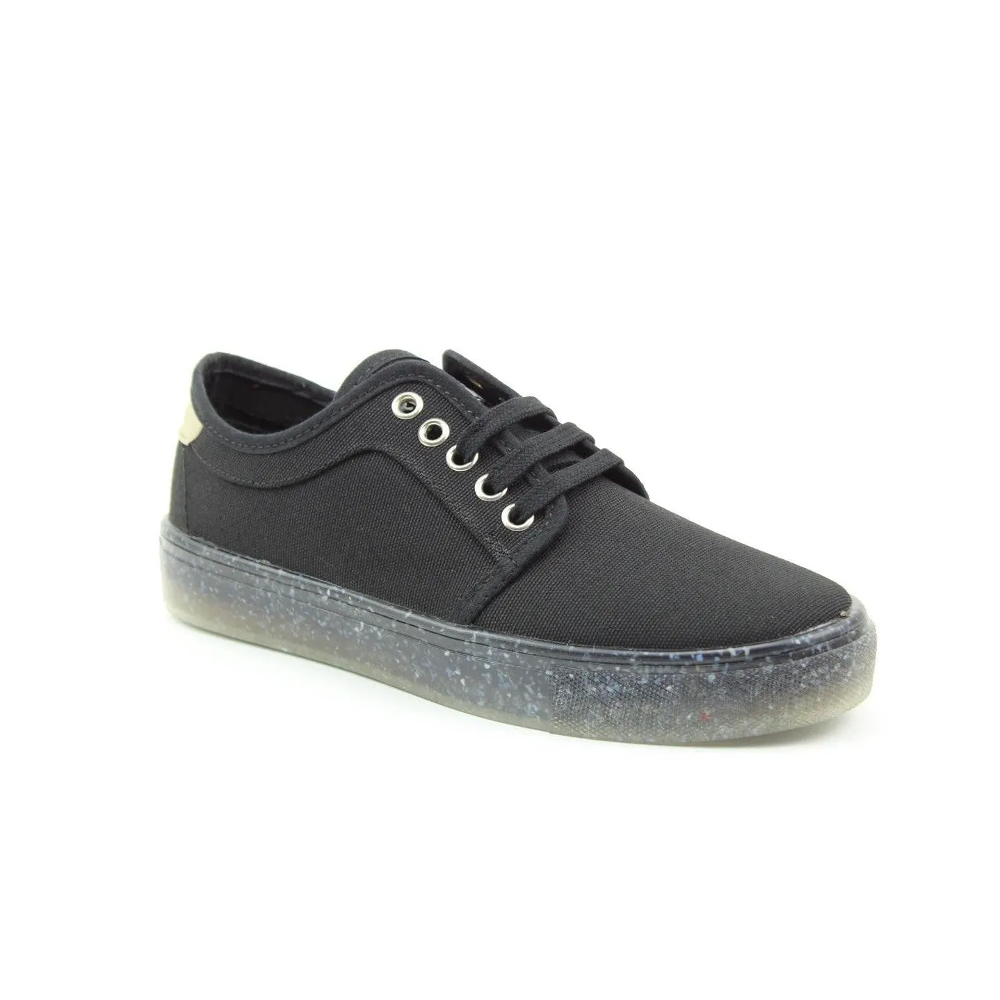 Recykers Peckham Ladies Black Lace Up Trainers2