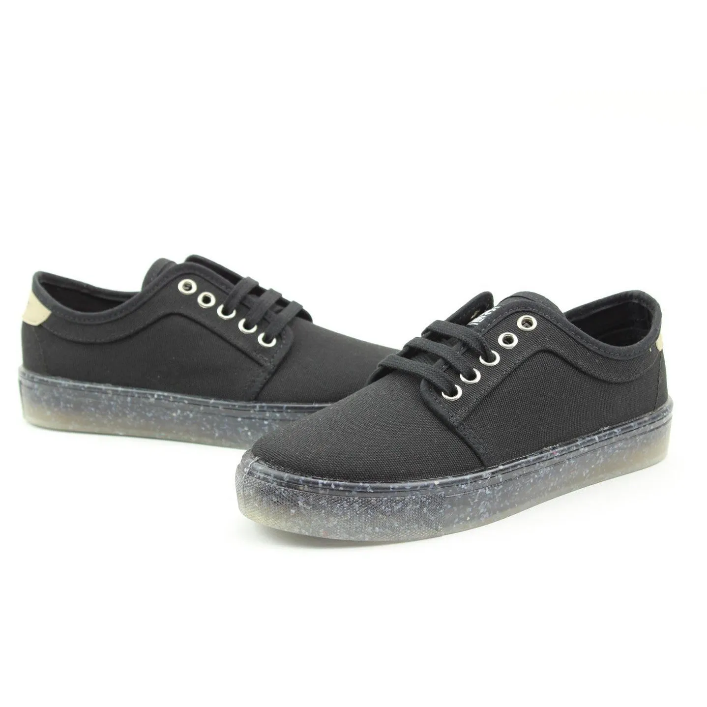 Recykers Peckham Ladies Black Lace Up Trainers2