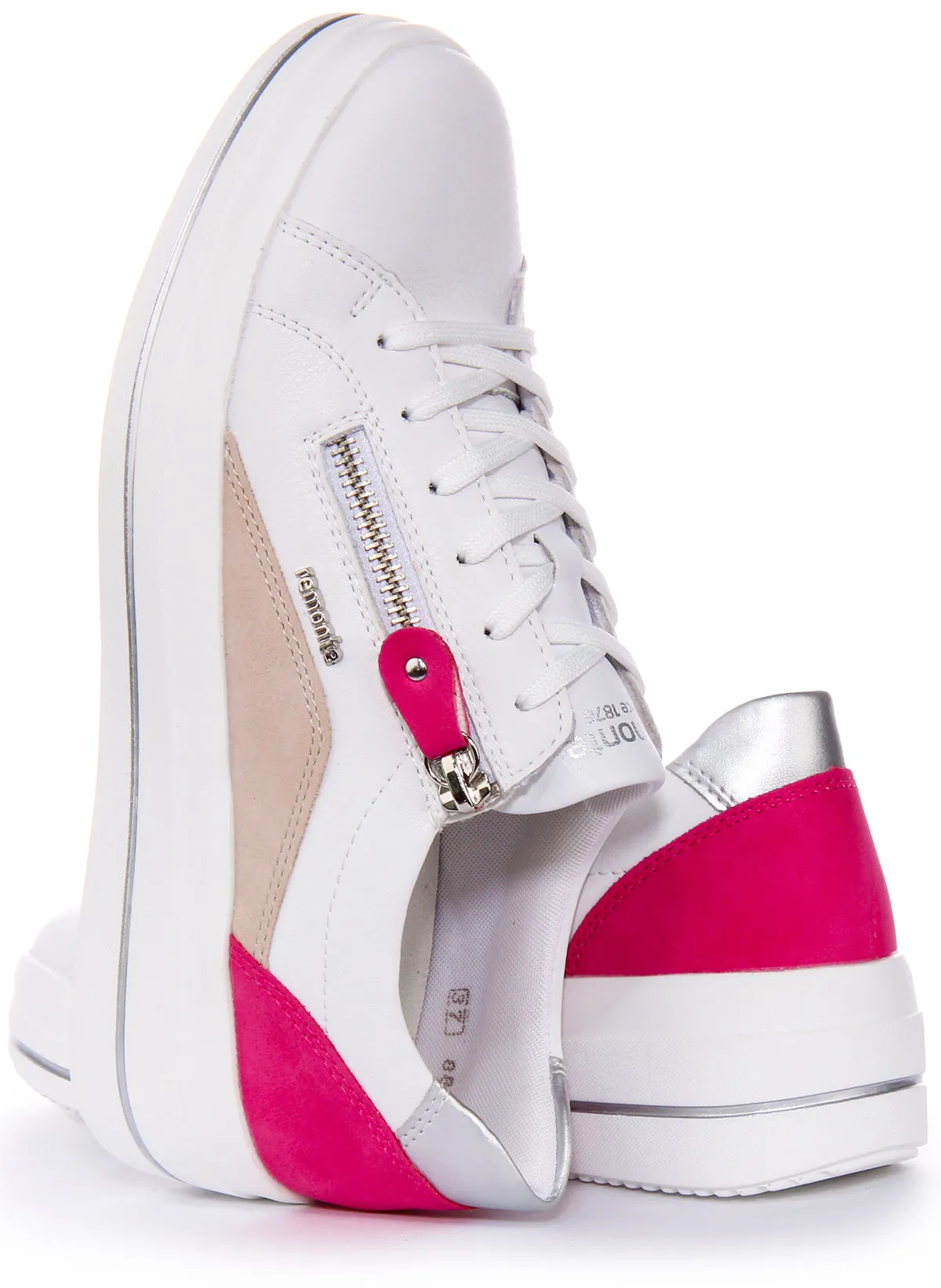 Remonte D1C01-80 Trainers In White Pink For Women