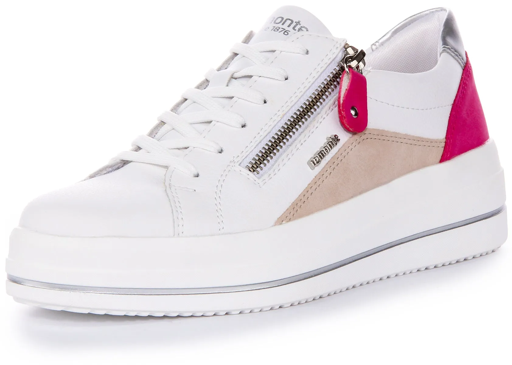 Remonte D1C01-80 Trainers In White Pink For Women