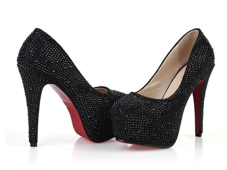 Rhinestone High Heels Platform Shoes Women Pumps Party Wedding Shoes, S034