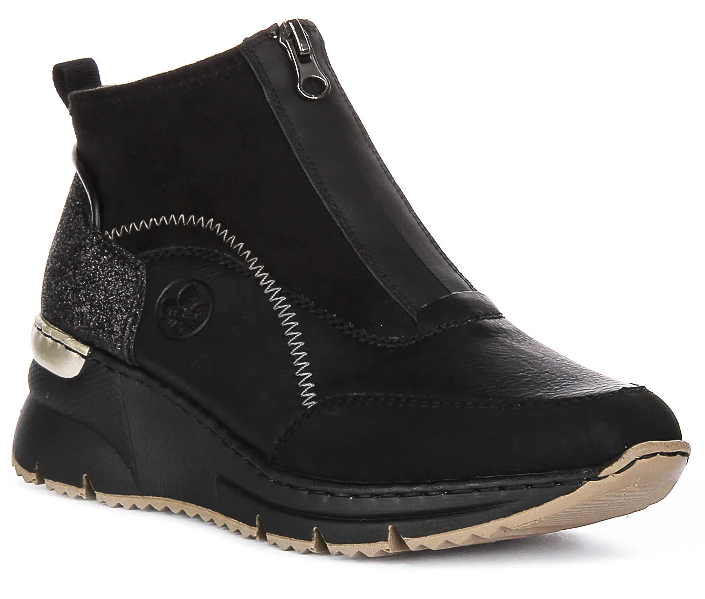 Rieker N6361-00 Zip Boots In Black For Women