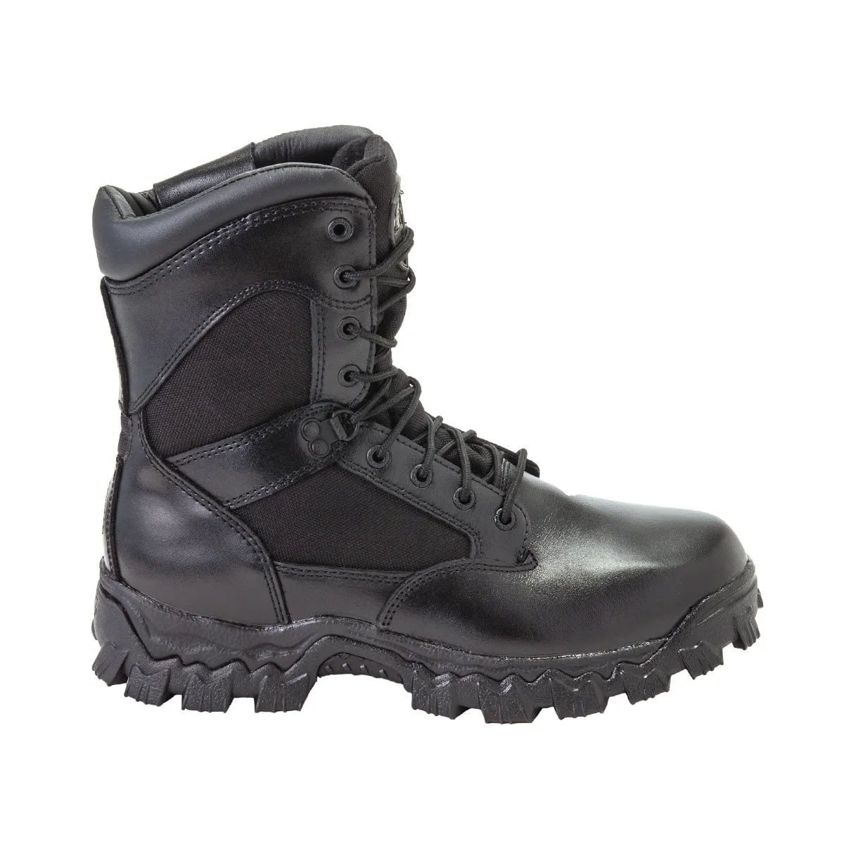 Rocky Mens Black Leather 8in AlphaForce Zipper Waterproof Duty Boots