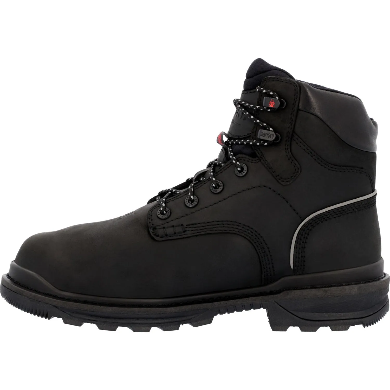 Rocky Mens Black Leather Rams Horn CT MetGuard Work Boots