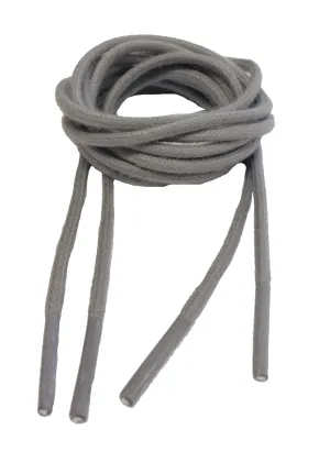 Round Waxed Light Grey Cotton Shoe Boot Laces - 2mm wide