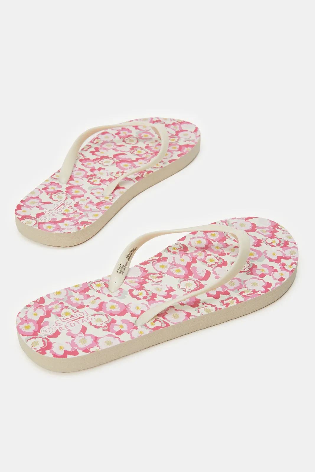 Senior Girls Pink And White Floral Toe-Post