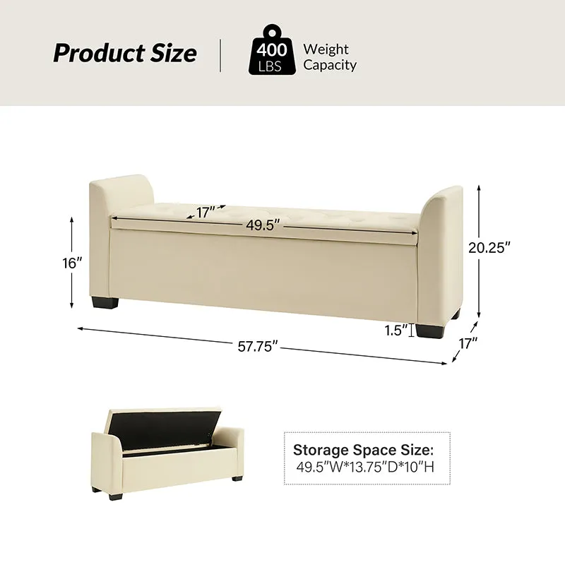 Serena 57.75" Wide Transitional Storage Bench