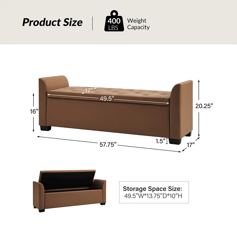 Serena 57.75" Wide Transitional Storage Bench