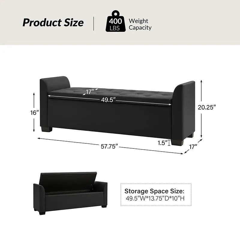 Serena 57.75" Wide Transitional Storage Bench