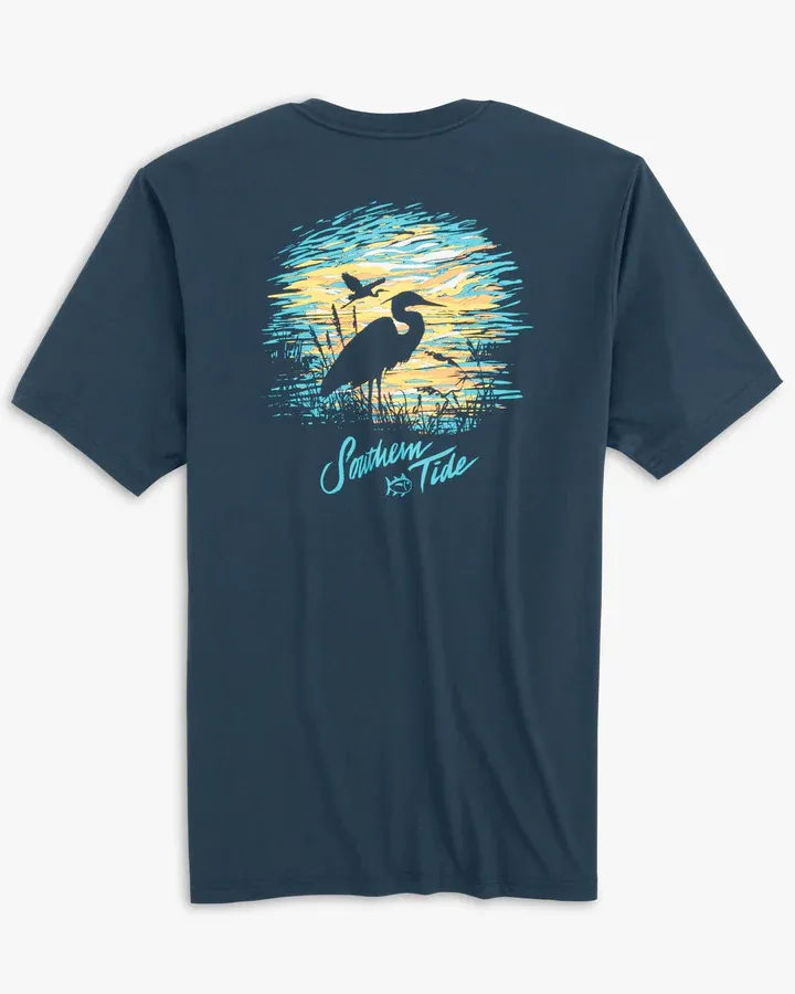 Southern Tide Men's Egret Sunset Tee / Aged Denim