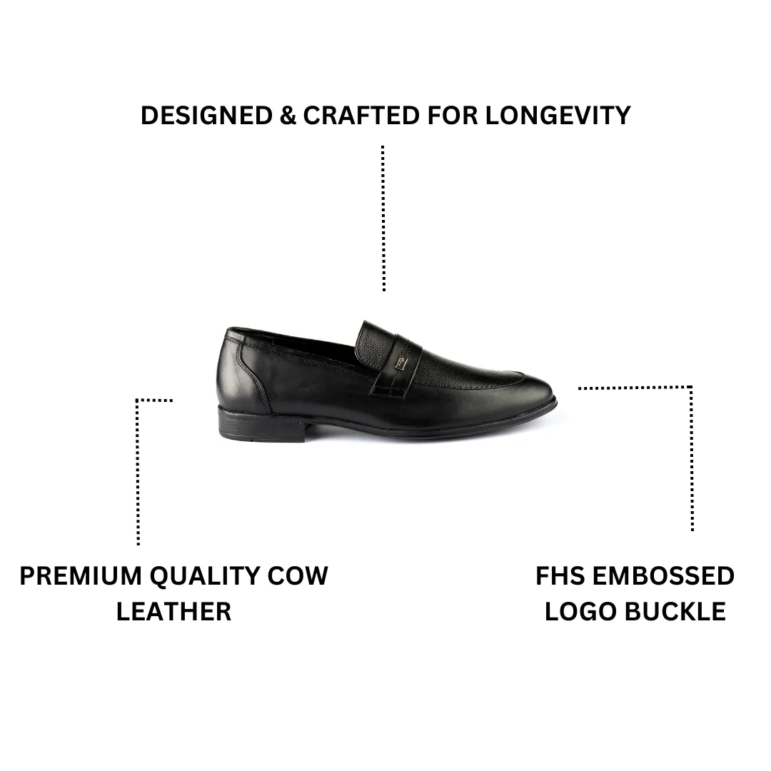 Stitched Strapped Loafers-Black