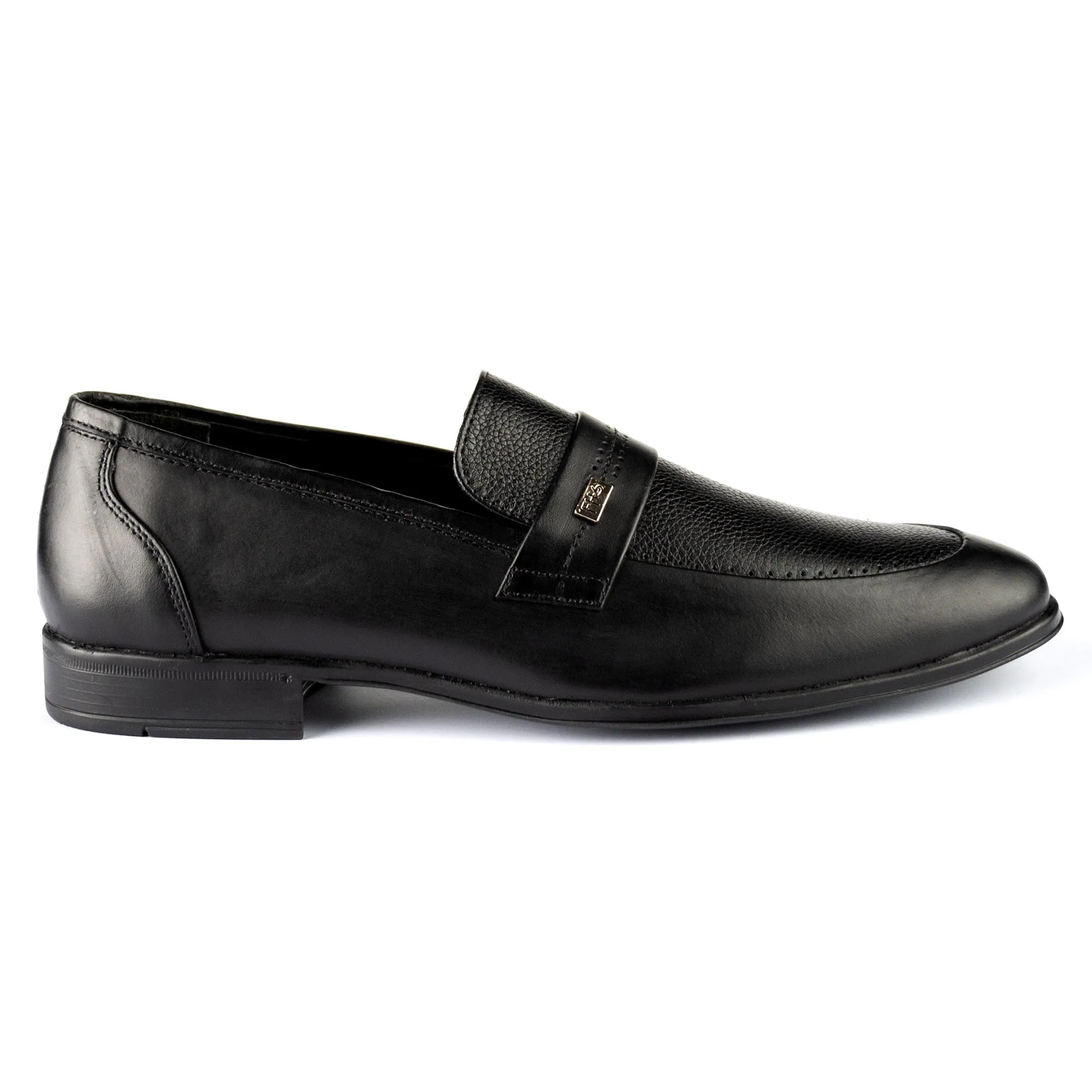 Stitched Strapped Loafers-Black