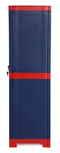 Supreme Fusion Multi Purpose Plastic Cupboard for Home (Medium Size, Coke Red & Blue)