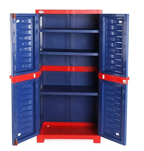 Supreme Fusion Multi Purpose Plastic Cupboard for Home (Medium Size, Coke Red & Blue)